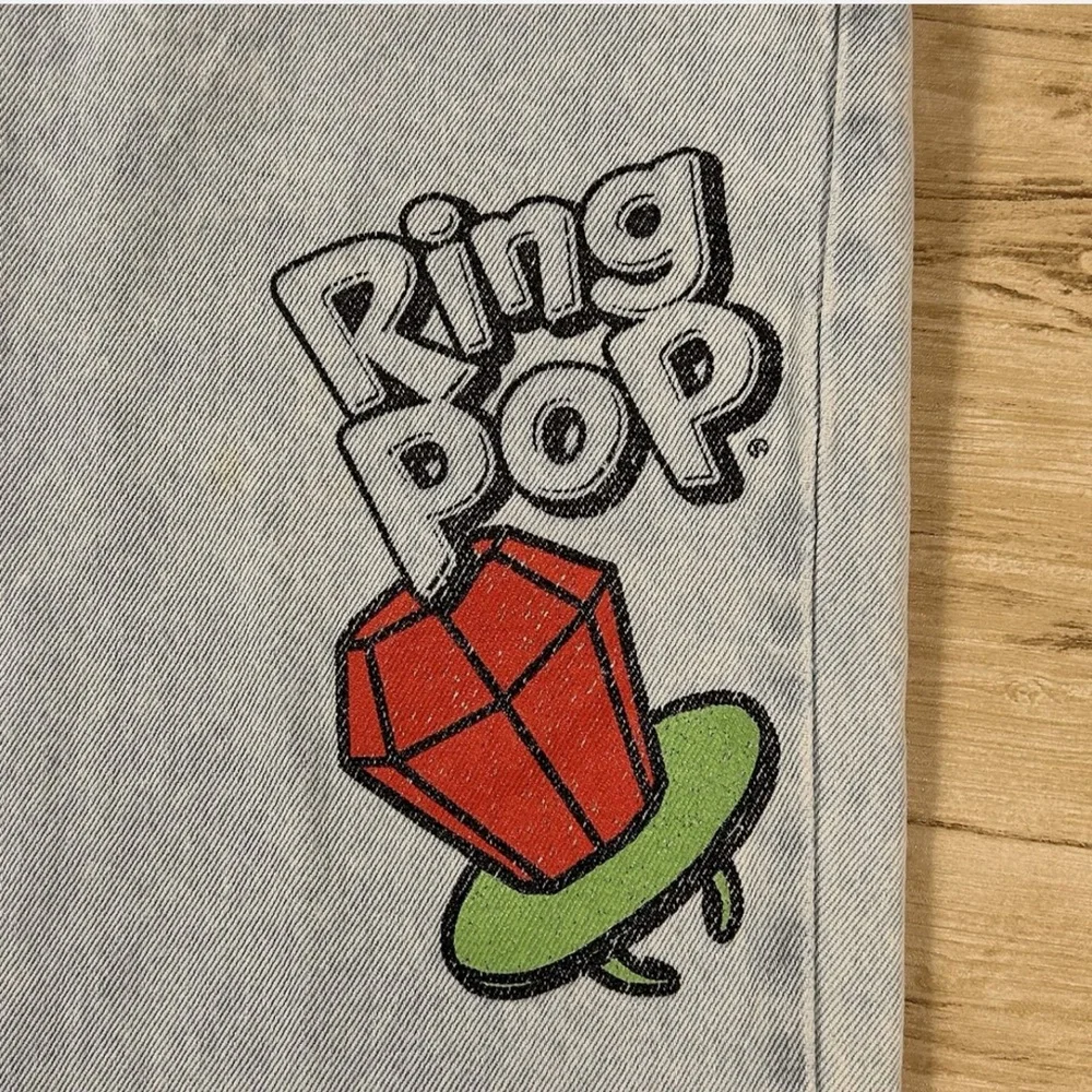Justice Girls 14 Ring Pop Bazooka Jeans Y2K Candy Graphic Denim Pants